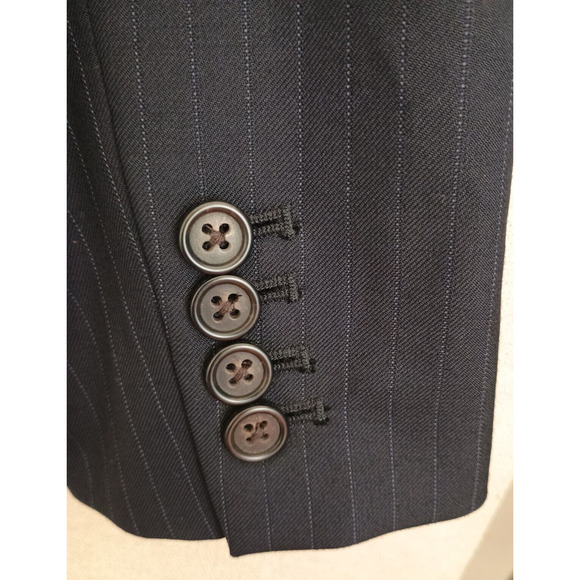 J. Crew Blazer Women 12P Navy Striped 1035 Super 120s Wool Career Jacket Pocket - Picture 11 of 14